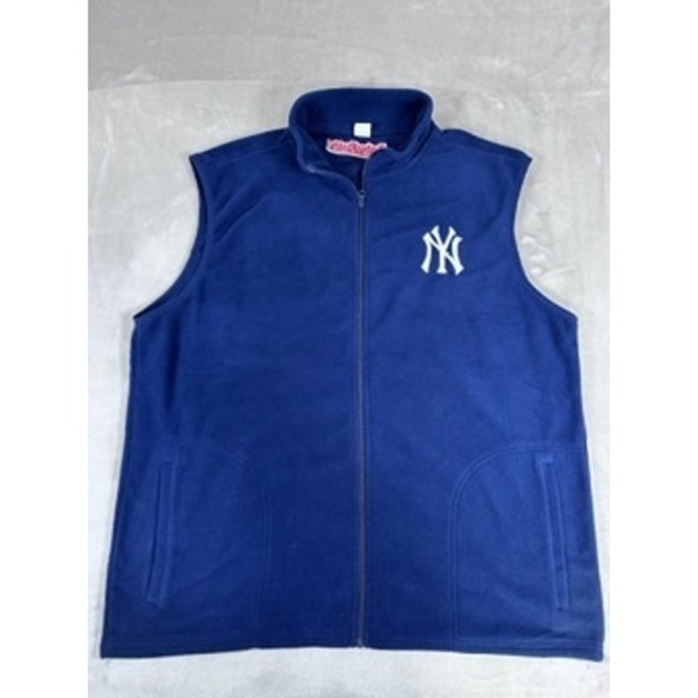 Baby Ruth New York Yankees Fleece Vest Mens XL Navy Blue Full Zip MLB